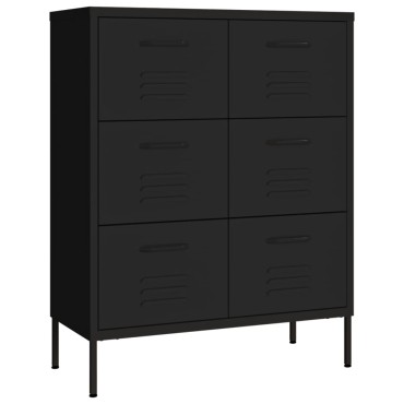 vidaXL Συρταριέρα Μαύρη 80x35x101,5cm από Ατσάλι 1 τεμ.