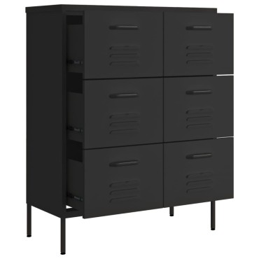 vidaXL Συρταριέρα Μαύρη 80x35x101,5cm από Ατσάλι 1 τεμ.