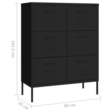 vidaXL Συρταριέρα Μαύρη 80x35x101,5cm από Ατσάλι 1 τεμ.