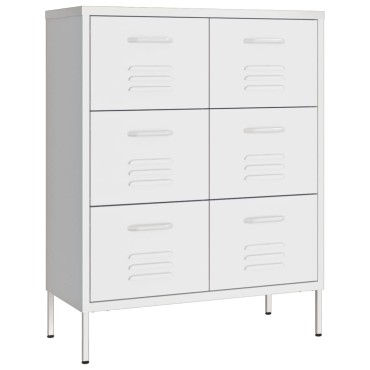 vidaXL Συρταριέρα Λευκή 80x35x101,5cm από Ατσάλι 1 τεμ.