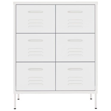 vidaXL Συρταριέρα Λευκή 80x35x101,5cm από Ατσάλι 1 τεμ.