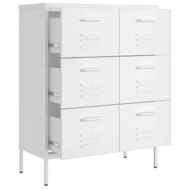 vidaXL Συρταριέρα Λευκή 80x35x101,5cm από Ατσάλι 1 τεμ.