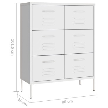 vidaXL Συρταριέρα Λευκή 80x35x101,5cm από Ατσάλι 1 τεμ.