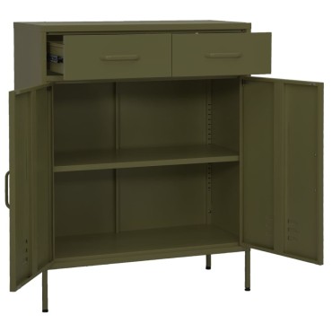 vidaXL Ντουλάπι Αποθήκευσης Πράσινο Λαδί 80x35x101,5cm από Ατσάλι 1 τεμ.