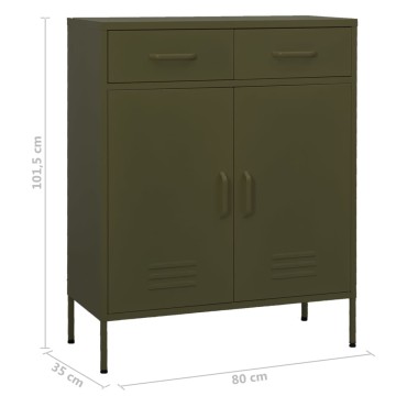 vidaXL Ντουλάπι Αποθήκευσης Πράσινο Λαδί 80x35x101,5cm από Ατσάλι 1 τεμ.