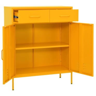 vidaXL Ντουλάπι Αποθήκευσης Μουσταρδί 80x35x101,5cm από Ατσάλι 1 τεμ.