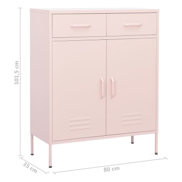 vidaXL Ντουλάπι Αποθήκευσης Ροζ 80x35x101,5cm από Ατσάλι 1 τεμ.