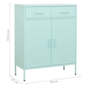 vidaXL Ντουλάπι Αποθήκευσης Χρώμα Μέντα 80x35x101,5cm από Ατσάλι 1 τεμ.