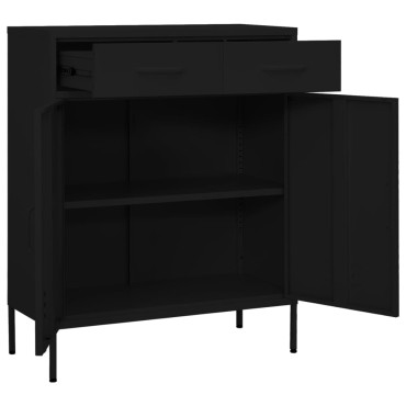 vidaXL Ντουλάπι Αποθήκευσης Μαύρο 80x35x101,5cm από Ατσάλι 1 τεμ.