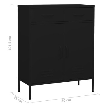 vidaXL Ντουλάπι Αποθήκευσης Μαύρο 80x35x101,5cm από Ατσάλι 1 τεμ.