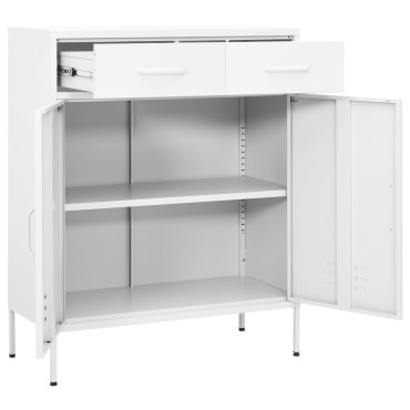 vidaXL Ντουλάπι Αποθήκευσης Λευκό 80x35x101,5cm από Ατσάλι 1 τεμ.