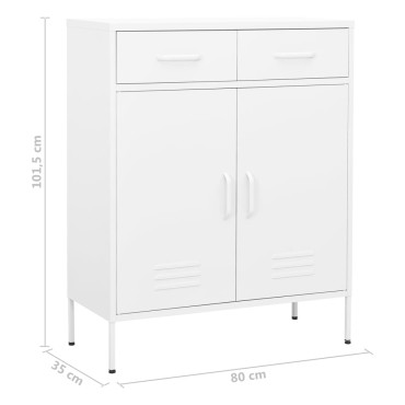 vidaXL Ντουλάπι Αποθήκευσης Λευκό 80x35x101,5cm από Ατσάλι 1 τεμ.