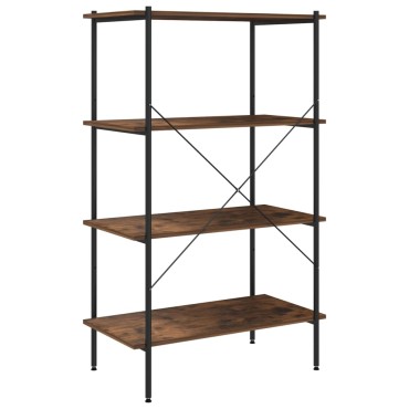 vidaXL Ραφιέρα 4 Επιπέδων Μαύρη και Φυσικό 80x40x130cm 1 τεμ.