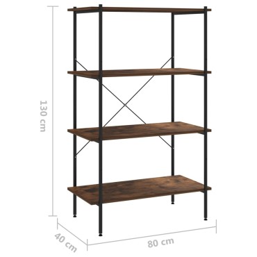 vidaXL Ραφιέρα 4 Επιπέδων Μαύρη και Φυσικό 80x40x130cm 1 τεμ.