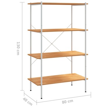 vidaXL Ραφιέρα 4 Επιπέδων Λευκή και Δρυς 80x40x130cm 1 τεμ.