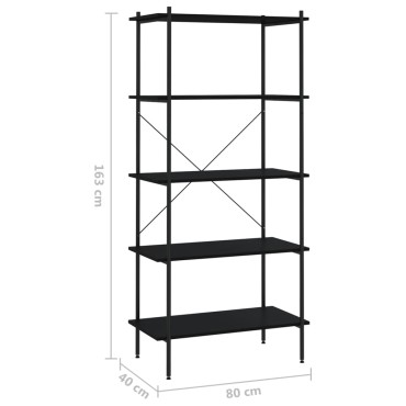 vidaXL Ραφιέρα 5 Επιπέδων Μαύρη 80x40x163cm 1 τεμ.