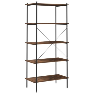 vidaXL Ραφιέρα 5 Επιπέδων Μαύρη και Φυσικό 80x40x163cm 1 τεμ.