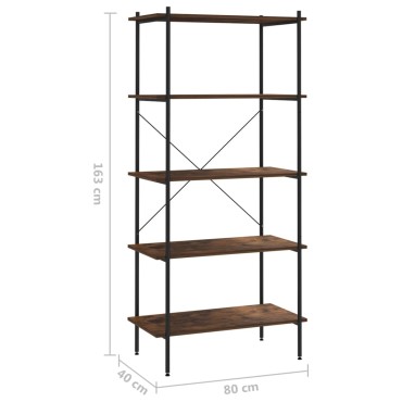 vidaXL Ραφιέρα 5 Επιπέδων Μαύρη και Φυσικό 80x40x163cm 1 τεμ.