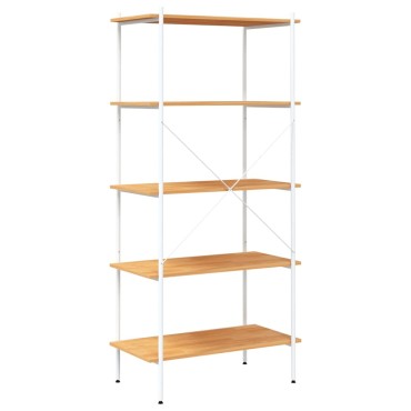 vidaXL Ραφιέρα 5 Επιπέδων Λευκή και Δρυς 80x40x163cm 1 τεμ.