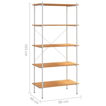 vidaXL Ραφιέρα 5 Επιπέδων Λευκή και Δρυς 80x40x163cm 1 τεμ.