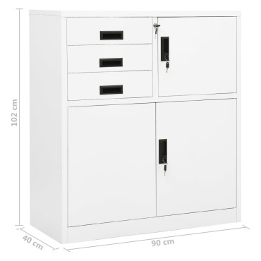 vidaXL Ντουλάπα Γραφείου Λευκή 90x40x102cm Ατσάλινη 1 τεμ.