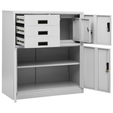 vidaXL Ντουλάπα Γραφείου Ανοιχτό Γκρι 90x40x102cm Ατσάλινη 1 τεμ.