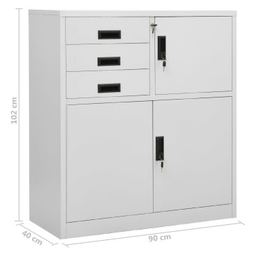 vidaXL Ντουλάπα Γραφείου Ανοιχτό Γκρι 90x40x102cm Ατσάλινη 1 τεμ.