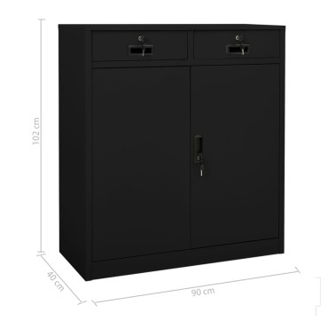 vidaXL Ντουλάπα Γραφείου Μαύρη 90x40x102cm Ατσάλινη 1 τεμ.