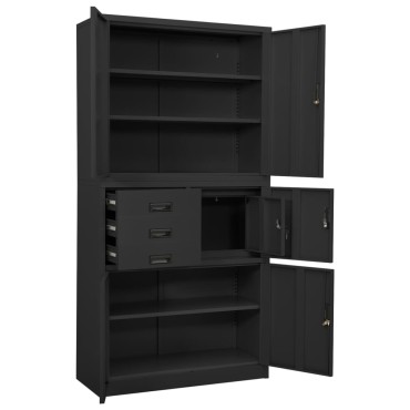vidaXL Ντουλάπα Γραφείου Ανθρακί 90x40x180cm Ατσάλινη 1 τεμ.