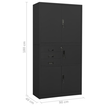vidaXL Ντουλάπα Γραφείου Ανθρακί 90x40x180cm Ατσάλινη 1 τεμ.