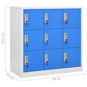 vidaXL Φοριαμός Ανοιχτό Γκρι / Μπλε 90x45x92,5cm Ατσάλινος 1 τεμ.