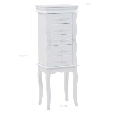 vidaXL Κοσμηματοθήκη Δαπέδου Λευκή 34x26x94cm 1 τεμ.