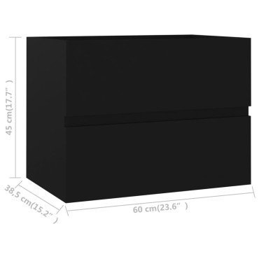 vidaXL Ντουλάπι Νιπτήρα Μαύρο 60x38,5x45cm από Επεξεργασμένο Ξύλο 1 τεμ.