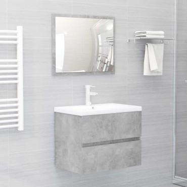 vidaXL Ντουλάπι Νιπτήρα Γκρι Σκυροδέματος 60x38,5x45cm από Επεξ. Ξύλο 1 τεμ.