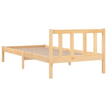 vidaXL Πλαίσιο Κρεβατιού 90x200cm από Μασίφ Ξύλο Πεύκου 1 τεμ. - Μονό