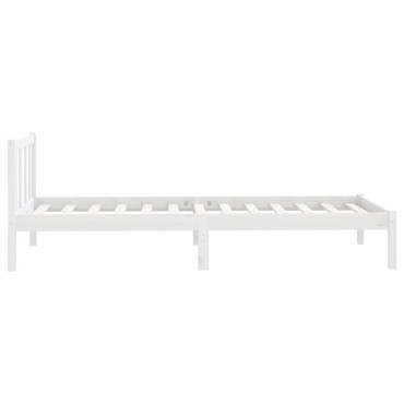 vidaXL Πλαίσιο Κρεβατιού Λευκό 75x190cm Μασίφ Ξύλο Πεύκου Small Single 1 τεμ. - Μονό