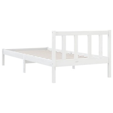 vidaXL Πλαίσιο Κρεβατιού Λευκό 75x190cm Μασίφ Ξύλο Πεύκου Small Single 1 τεμ. - Μονό