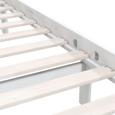 vidaXL Πλαίσιο Κρεβατιού Λευκό 75x190cm Μασίφ Ξύλο Πεύκου Small Single 1 τεμ. - Μονό