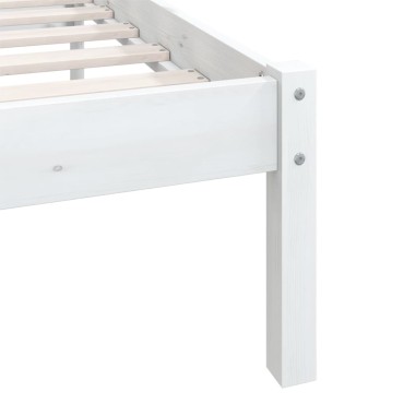 vidaXL Πλαίσιο Κρεβατιού Λευκό 75x190cm Μασίφ Ξύλο Πεύκου Small Single 1 τεμ. - Μονό