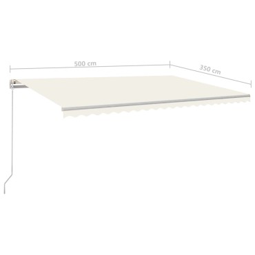 vidaXL Τέντα Αυτόματη με LED & Αισθητήρα Ανέμου Κρεμ 5x3,5 μ.