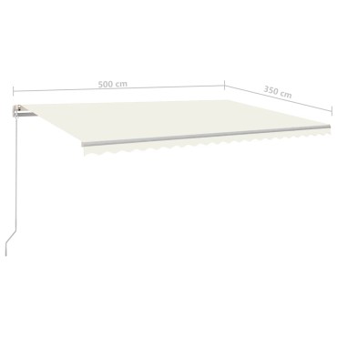 vidaXL Τέντα Αυτόματη με LED & Αισθητήρα Ανέμου Κρεμ 5x3,5 μ.