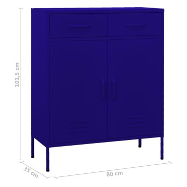 vidaXL Ντουλάπι Αποθήκευσης Ναυτικό Μπλε 80x35x101,5cm από Ατσάλι 1 τεμ.