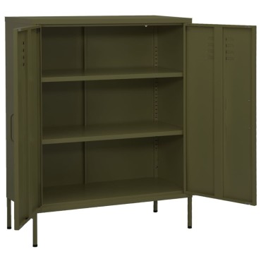 vidaXL Ντουλάπι Αποθήκευσης Πράσινο Λαδί 80x35x101,5cm από Ατσάλι 1 τεμ.