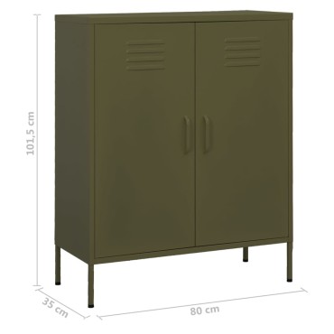 vidaXL Ντουλάπι Αποθήκευσης Πράσινο Λαδί 80x35x101,5cm από Ατσάλι 1 τεμ.