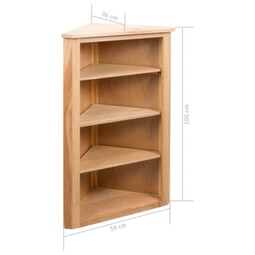 vidaXL Ραφιέρα Γωνιακή 59x36x100cm από Μασίφ Ξύλο Δρυός 1 τεμ.