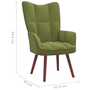 vidaXL Πολυθρόνα Relax Ανοιχτό Πράσινο Βελούδινη 61,5x69x95,5cm 1 τεμ.