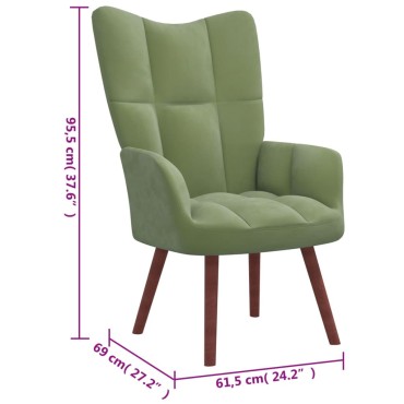 vidaXL Πολυθρόνα Relax Ανοιχτό Πράσινο Βελούδινη 61,5x69x95,5cm 1 τεμ.