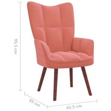 vidaXL Πολυθρόνα Relax Ροζ Βελούδινη 61,5x69x95,5cm 1 τεμ.