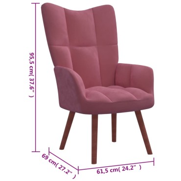vidaXL Πολυθρόνα Relax Ροζ Βελούδινη 61,5x69x95,5cm 1 τεμ.