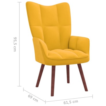 vidaXL Πολυθρόνα Relax Κίτρινο Μουσταρδί Βελούδινη 61,5x69x95,5cm 1 τεμ.